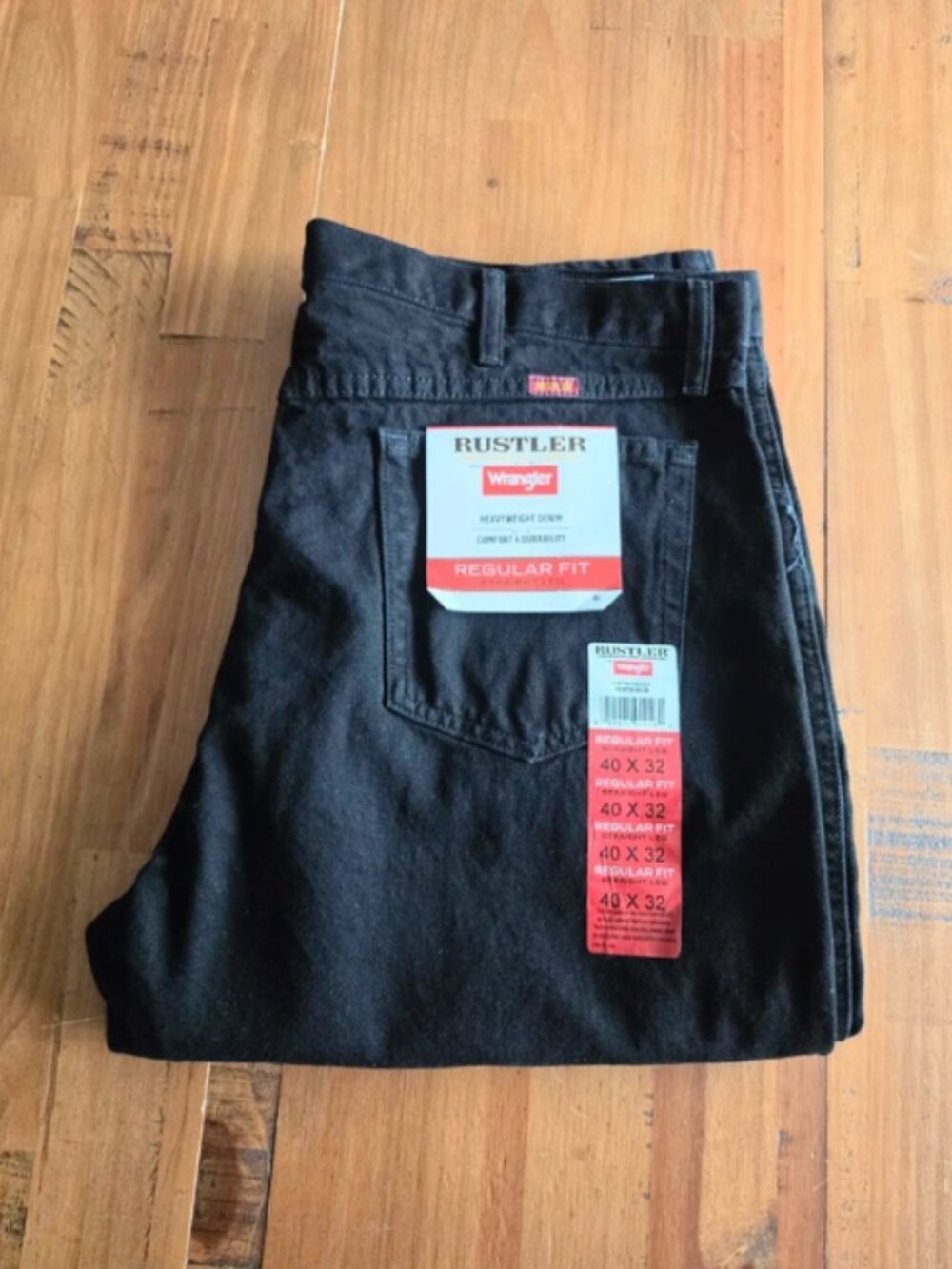 Rustler by Wrangler Men's Regular Fit Straight-Leg Black Jeans Size 40X32